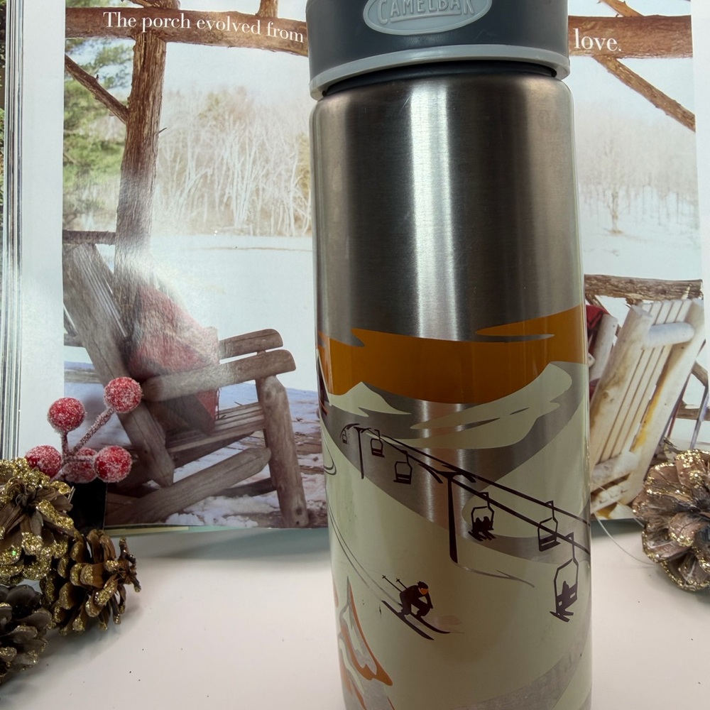 ā„ļøā„ļø Last Chanceā„ļøā„ļø CamelBak Silver Stainless Steel Water Bottle - Ski Graphic - Picture 5 of 13
